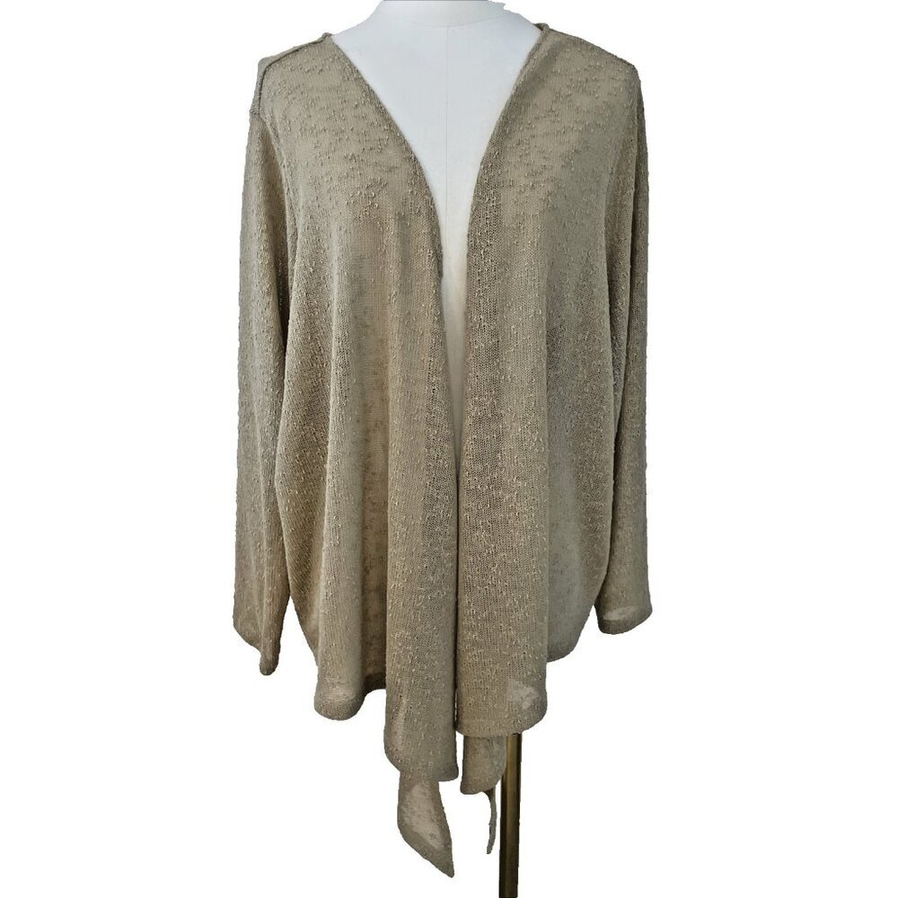 Kim Gravel Belle Open Cardigan Women's 2X Gold Metallic Waterfall Festival NEW